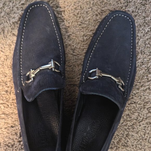 PERFECT HOLIDAY GIFT - FERRAGAMO Navy Suede Mens loafers Pristine condition main image 4